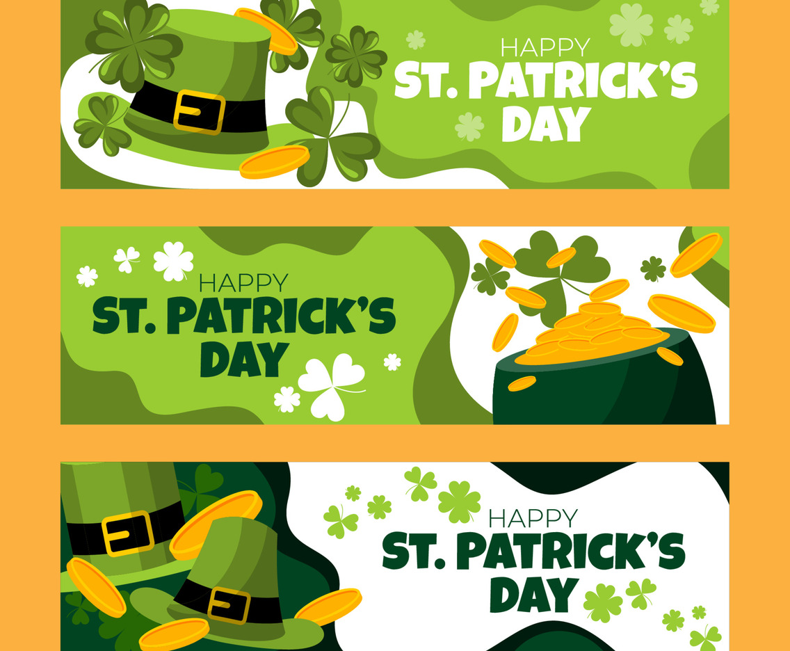 Green Hat for St Patricks Celebration Banner Template Set
