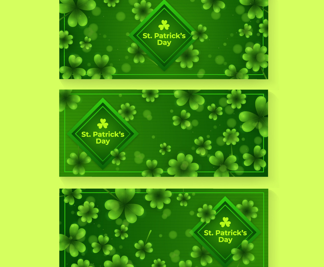 Banner Set of Shamrock Leaf for St. Patrick's Day