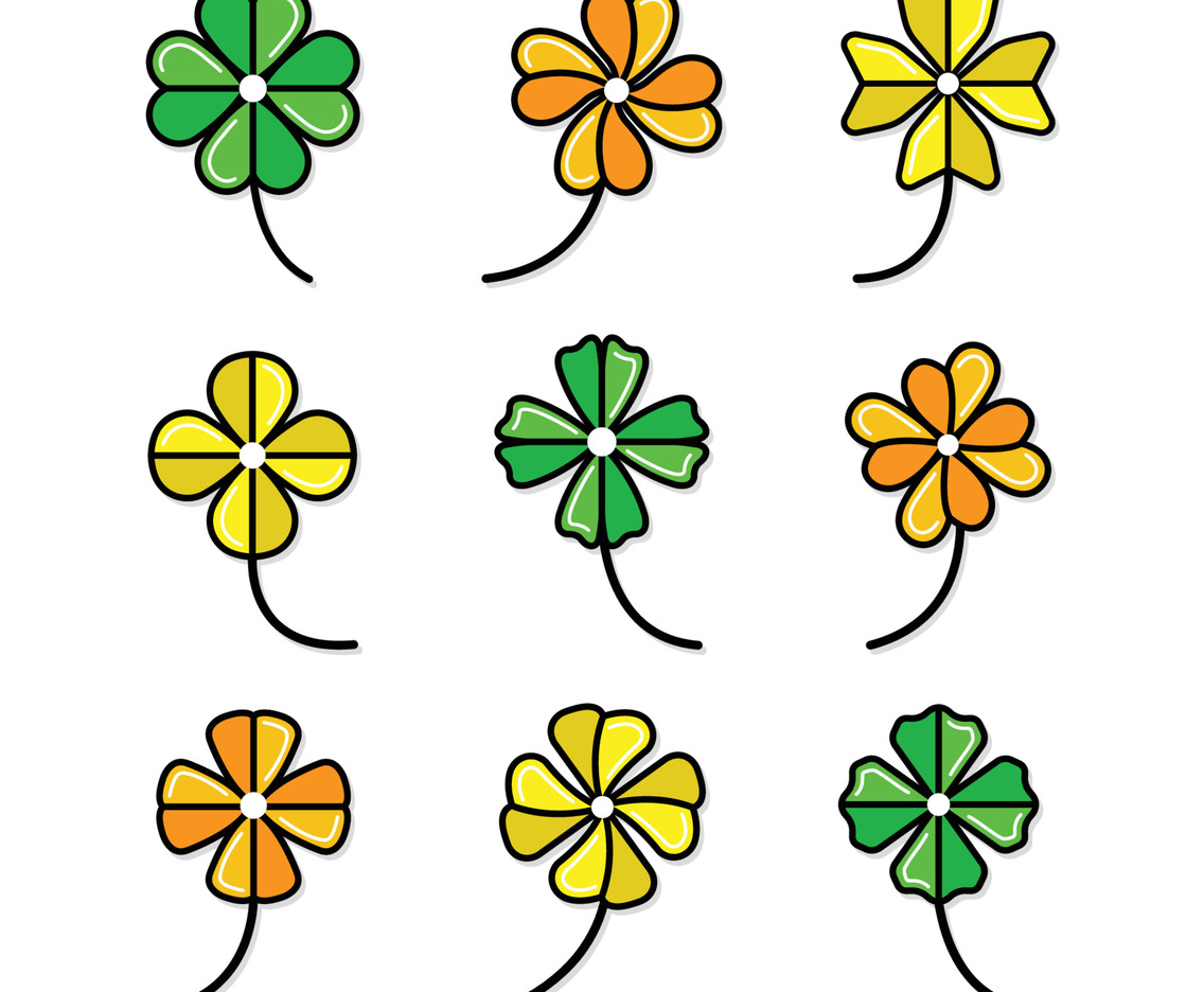Set of Shamrock Leaves Icons
