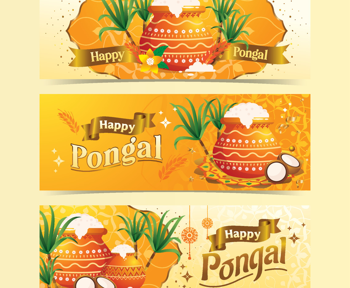 Happy Pongal Greeting Banner