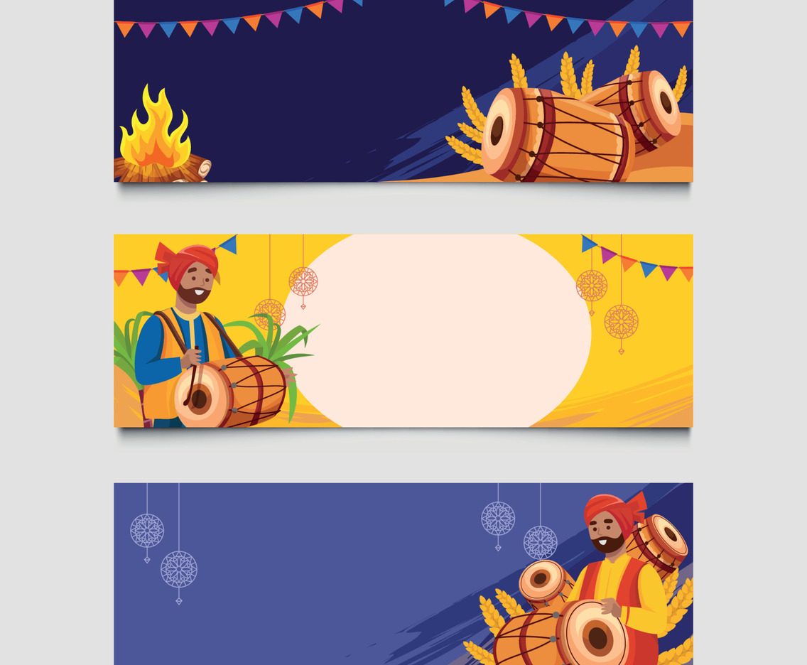 Set of Lohri Festival Banner