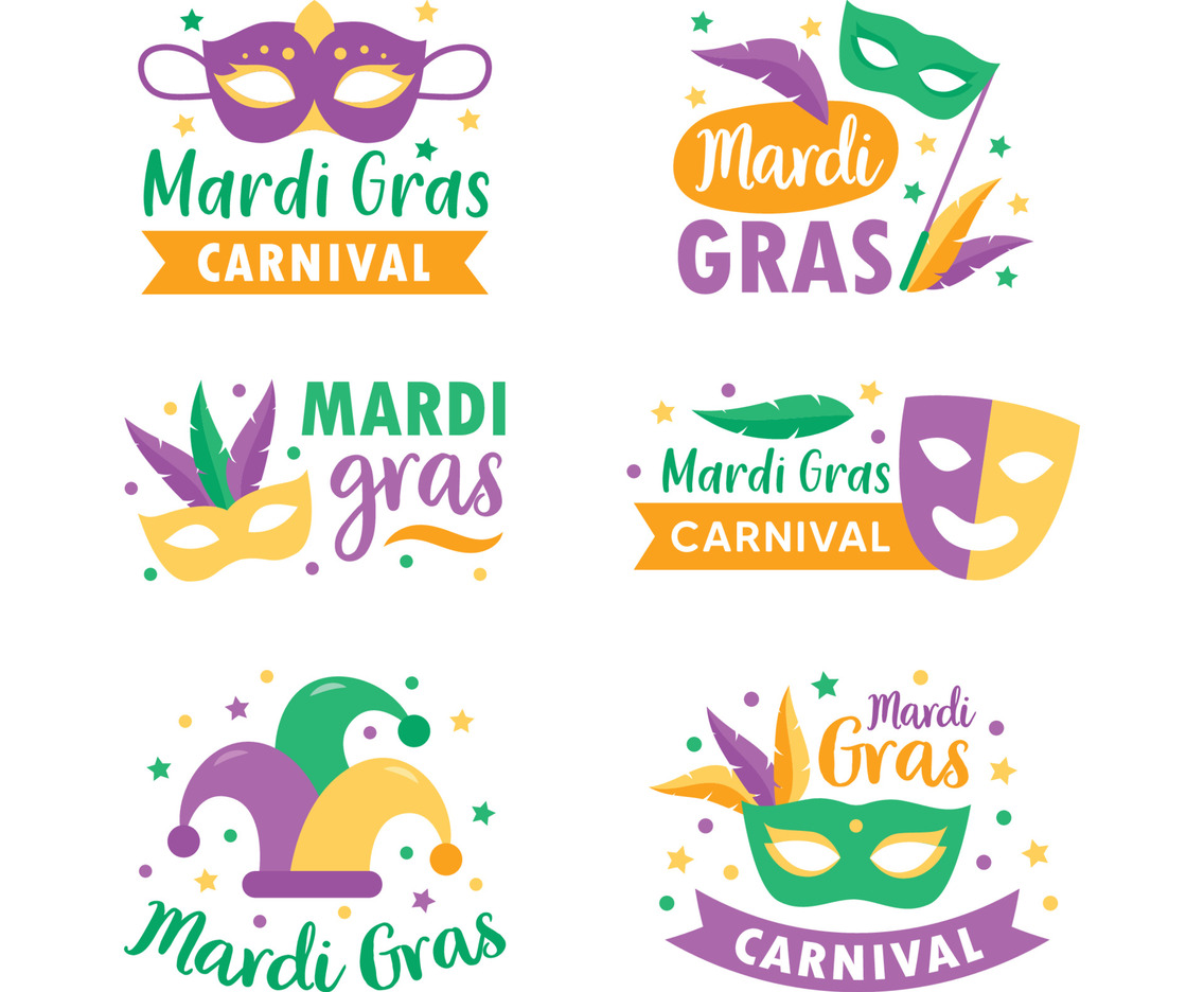 Set of Mardi Gras Masquerade Stickers