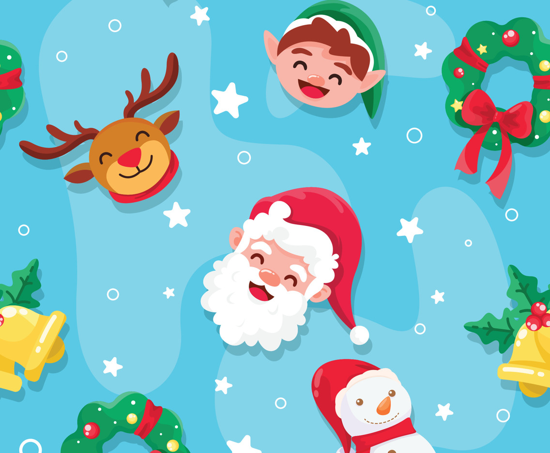 Cute Santa and His Friends Christmas Pattern Seamless