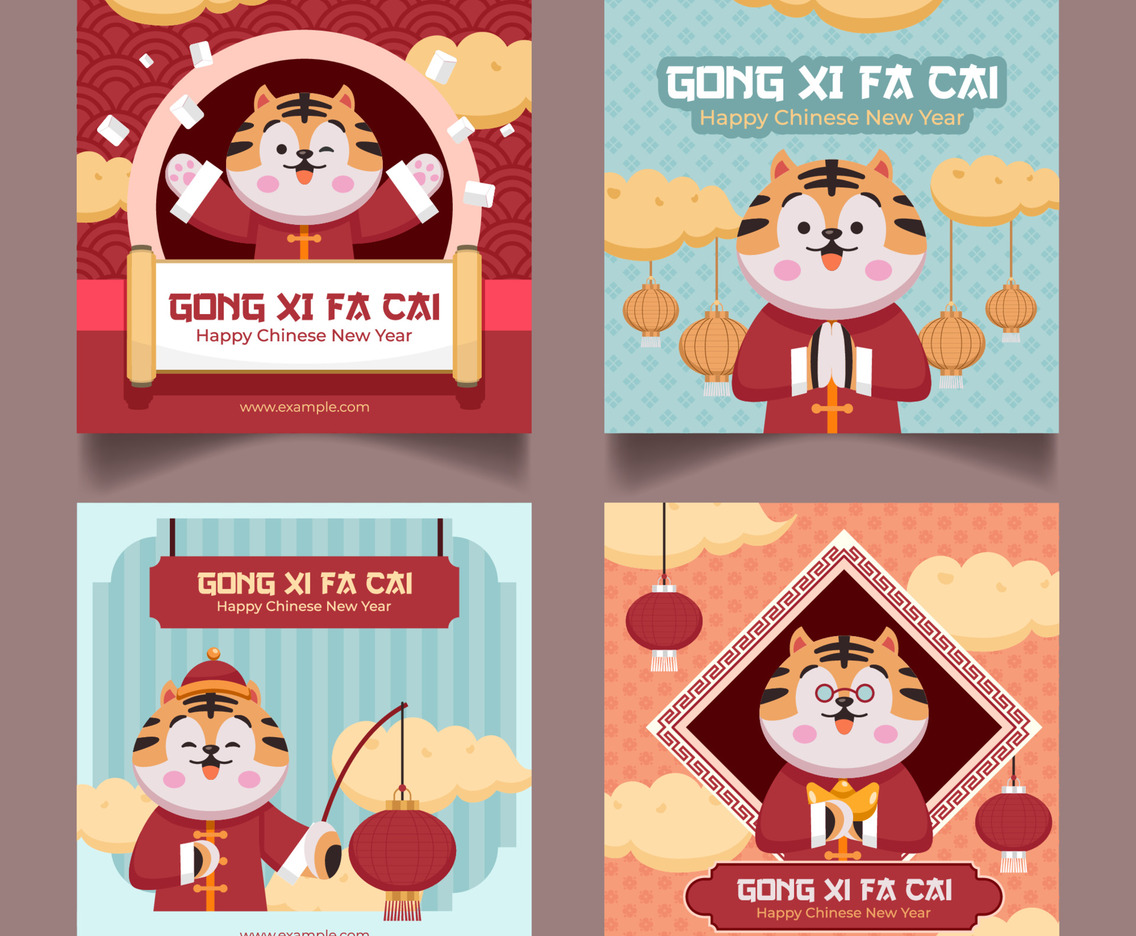 Illustration of Tiger Zodiac Chinese New Year Banner Concept