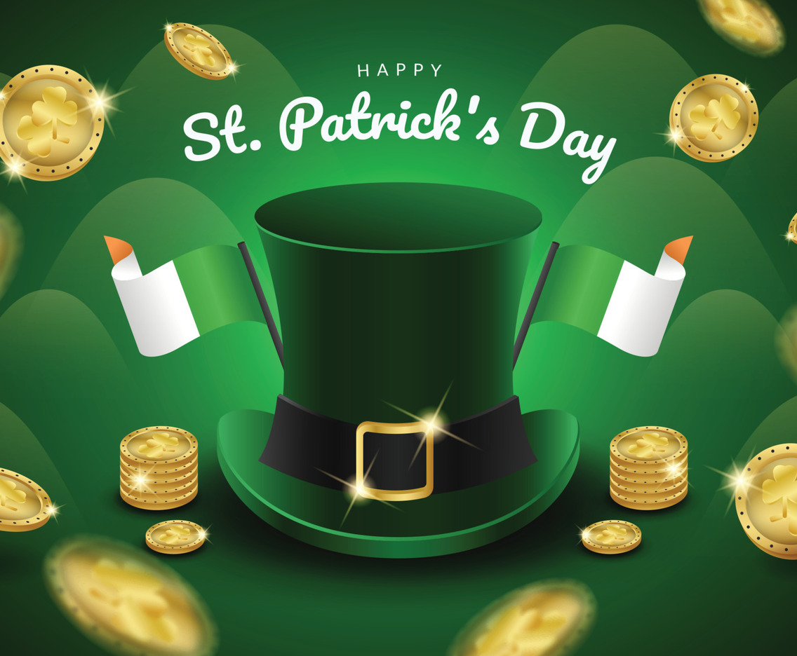 St. Patrick's Day Hat with Gold Coins Background