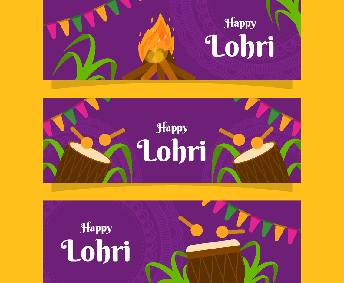 Set of Happy Lohri Banners