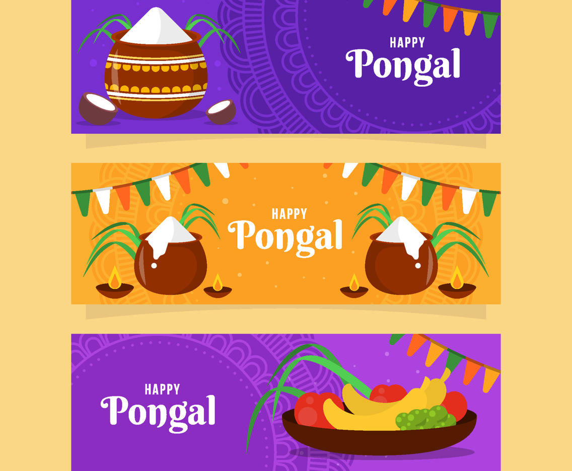 Flat Pongal Festivity Banner Collection