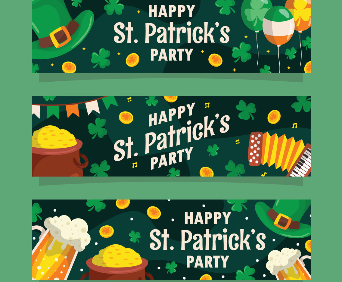 Happy Saint Patrick's Day Colorful Doodle Banner