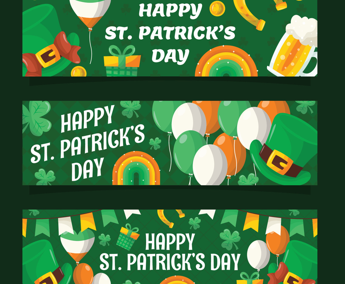Happy Saint Patrick's Day Colorful Doodle Element Banner
