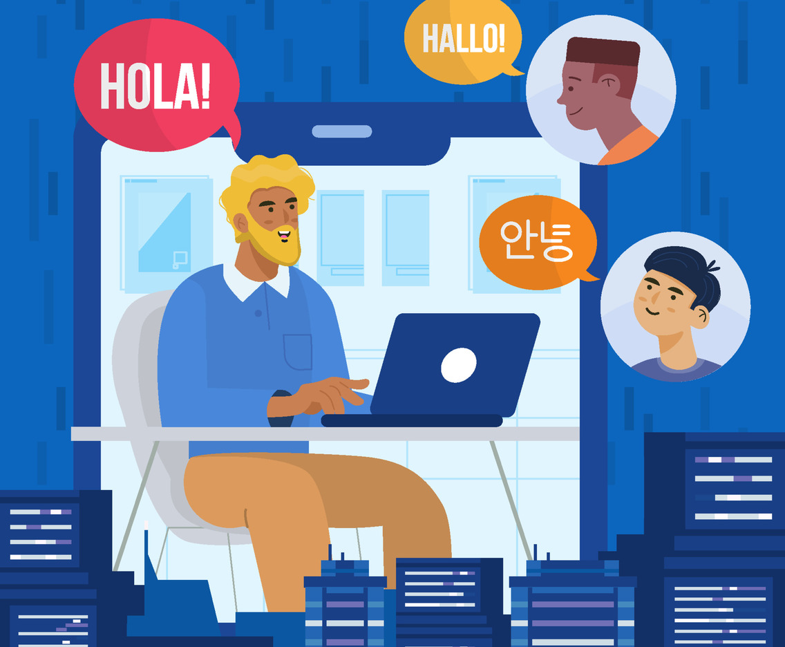 International People Meet Online At Night Concept