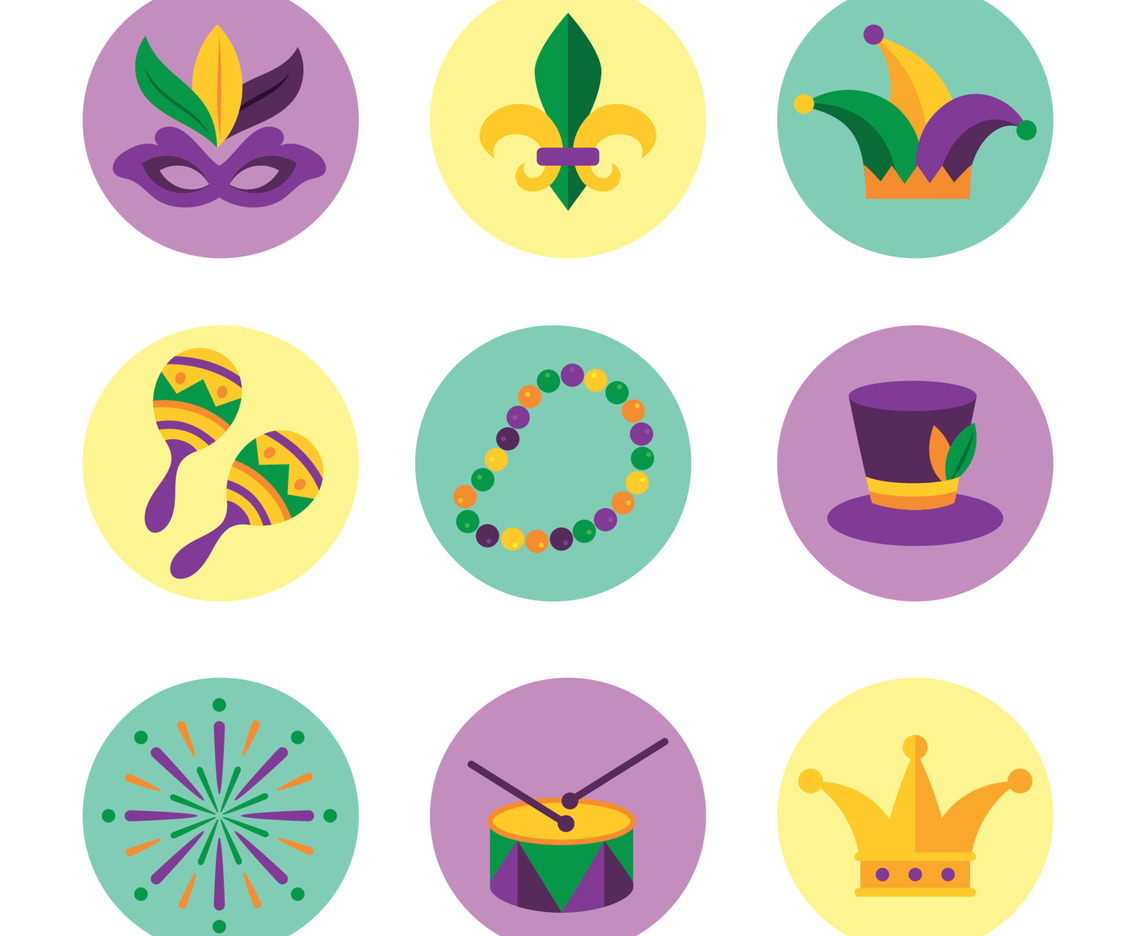 Mardi Gras Carnival Icon Set