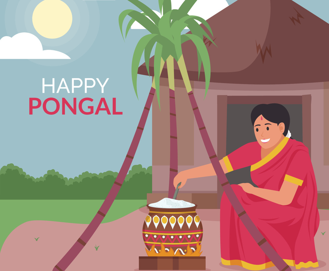 Woman Cook for Pongal Festival
