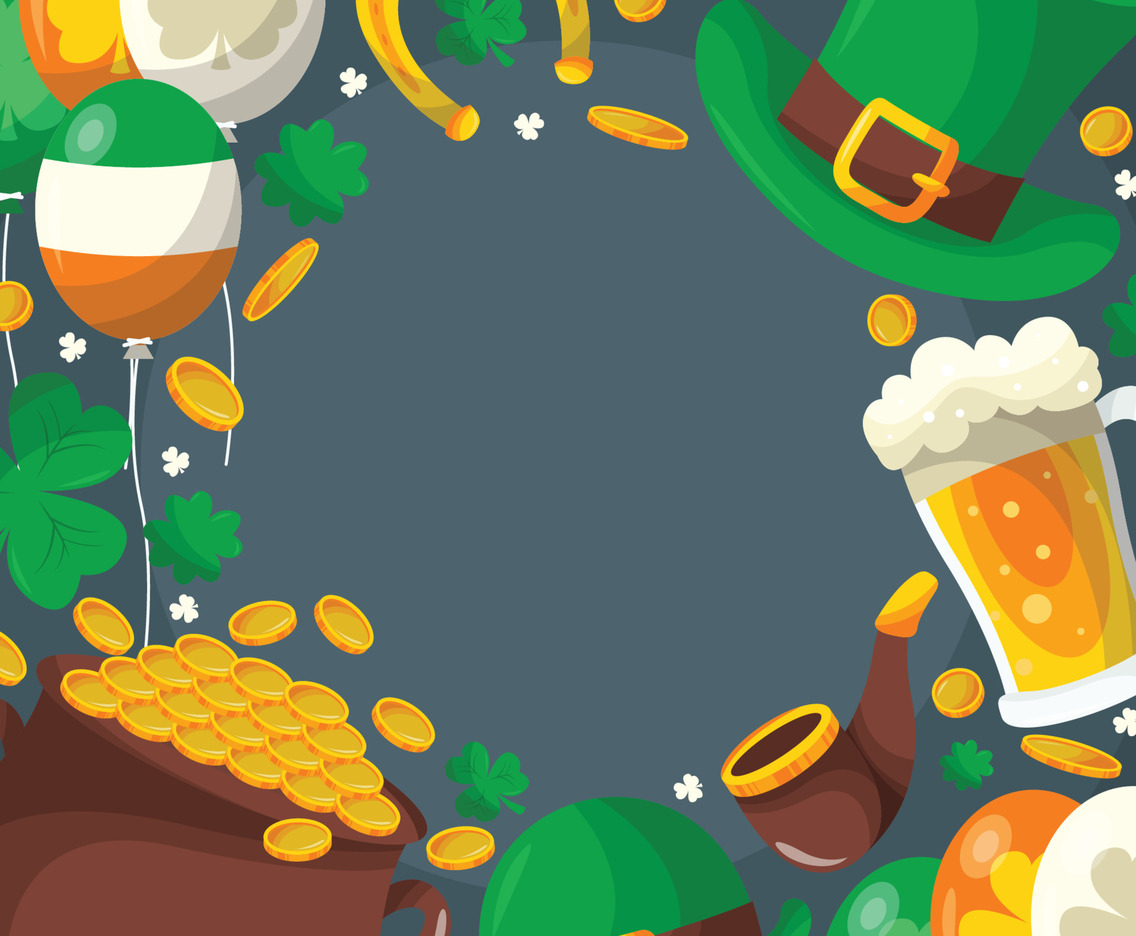 Happy Saint Patrick's Day Colorful Doodle Element Background
