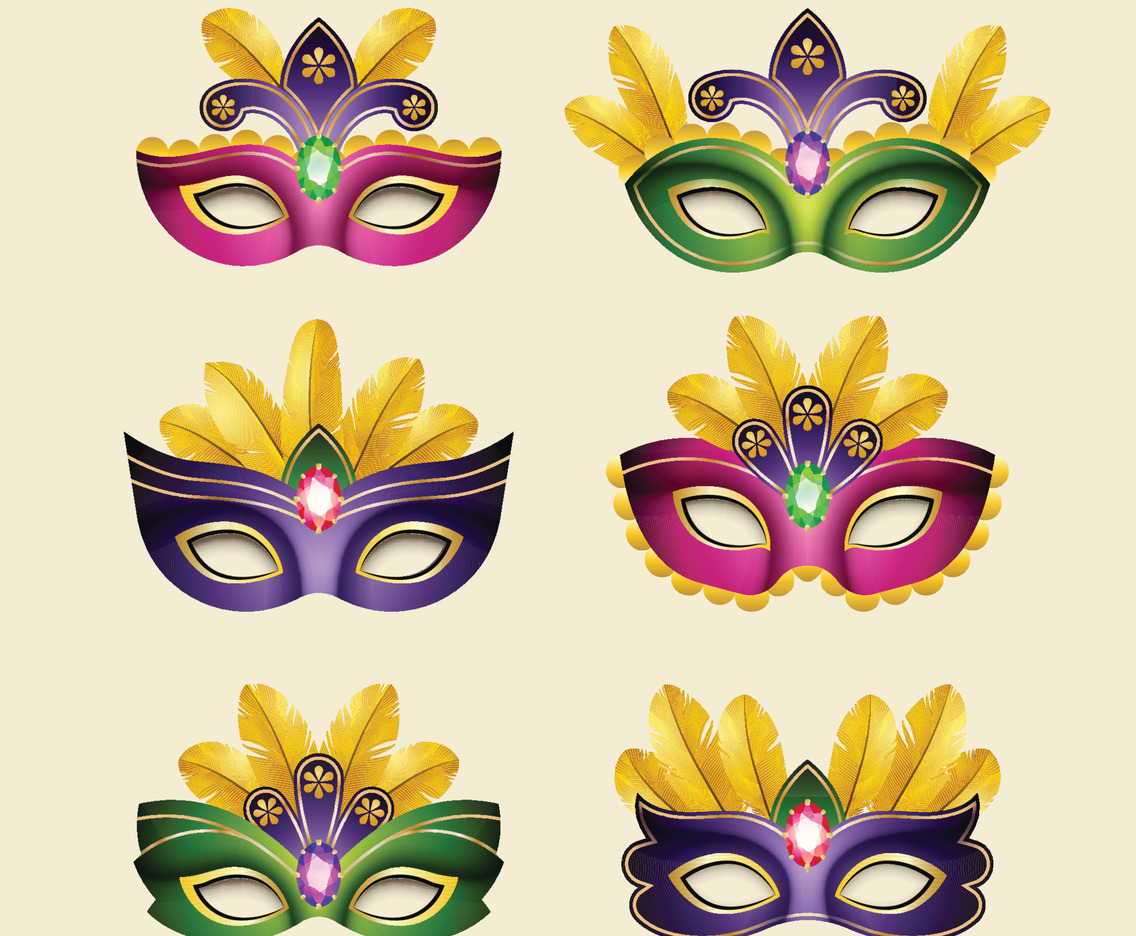 Colorful Mardi Gras Mask Icons