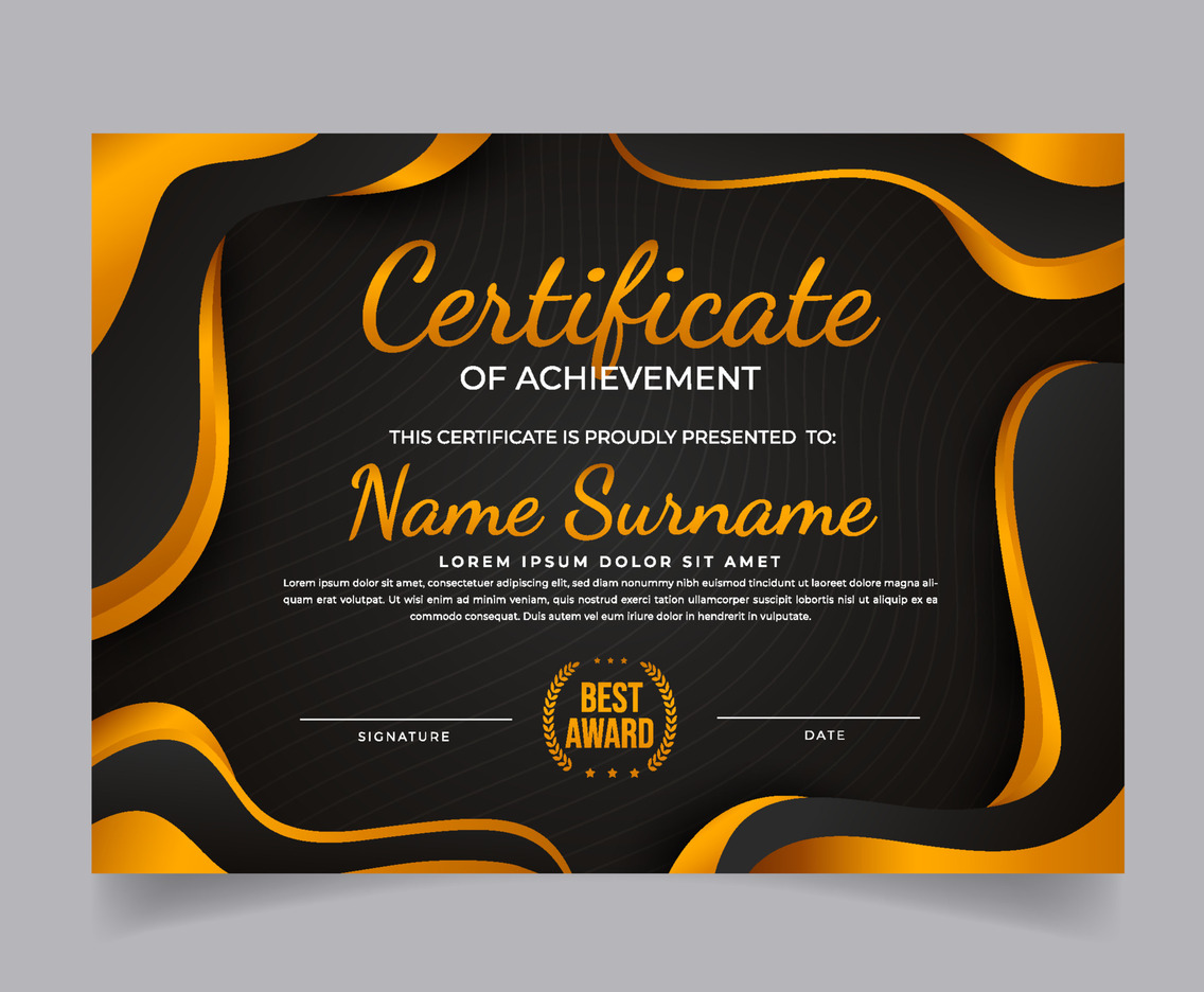 Certificate Set of Luxury Black Gold Color