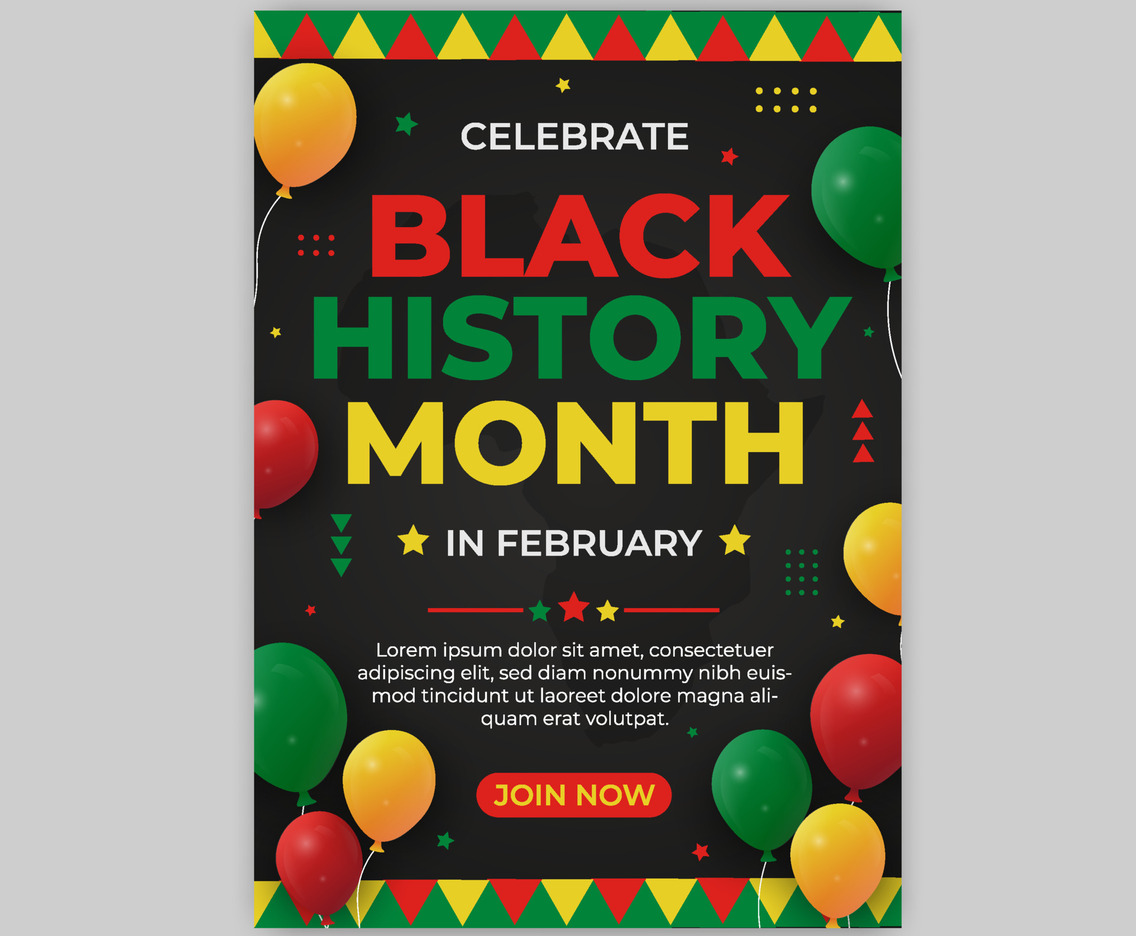 Template of Black History Month Poster with Balloon