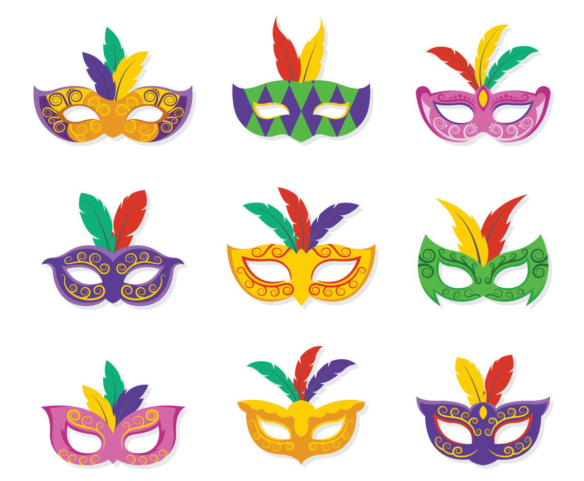 Set Of Mardi Gras Mask Icons