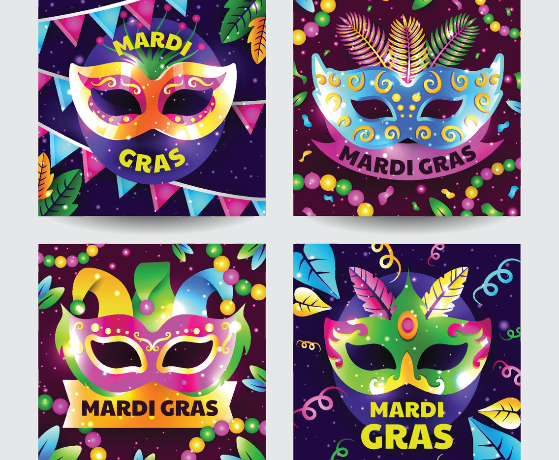 Mardi Gras Card Template Set