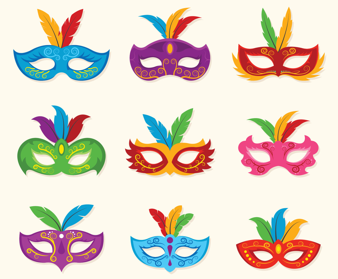 Set Of Mardi Gras Mask Icons