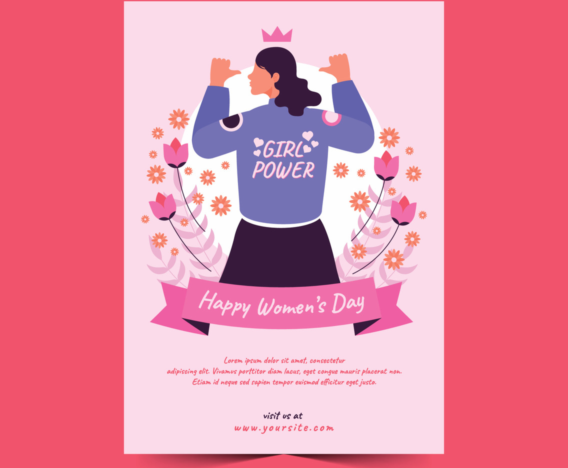 Woman Showing Their Jacket with Girl Power Typography