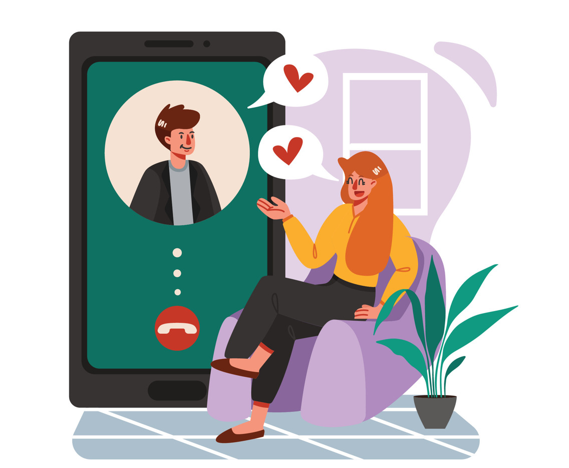 A Couple Doing Online Dating by Phone