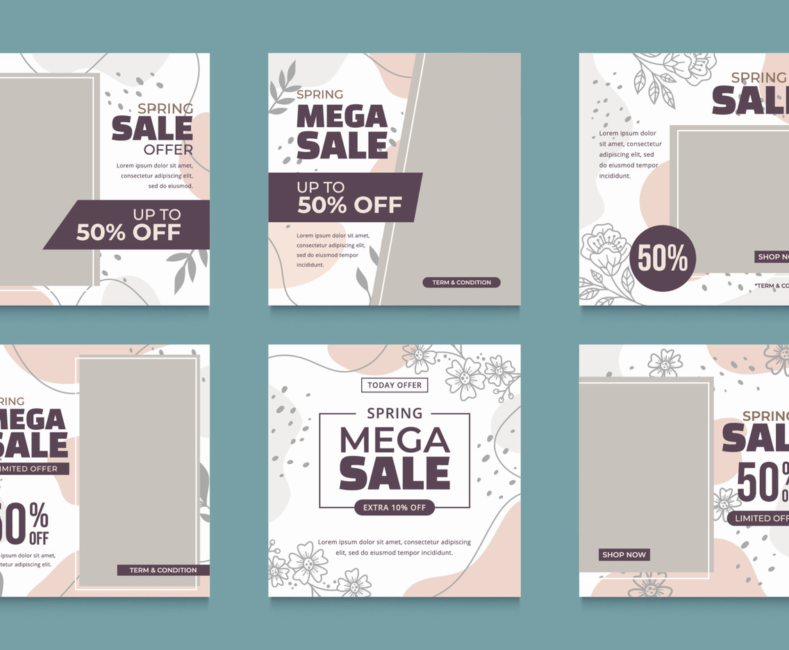 Set of Spring Sale Social Media Background
