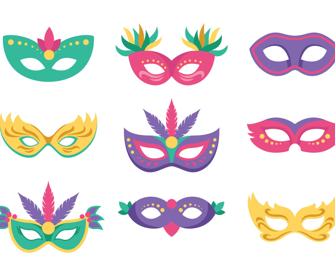 Mardi Gras Carnival Mask Icon Collection