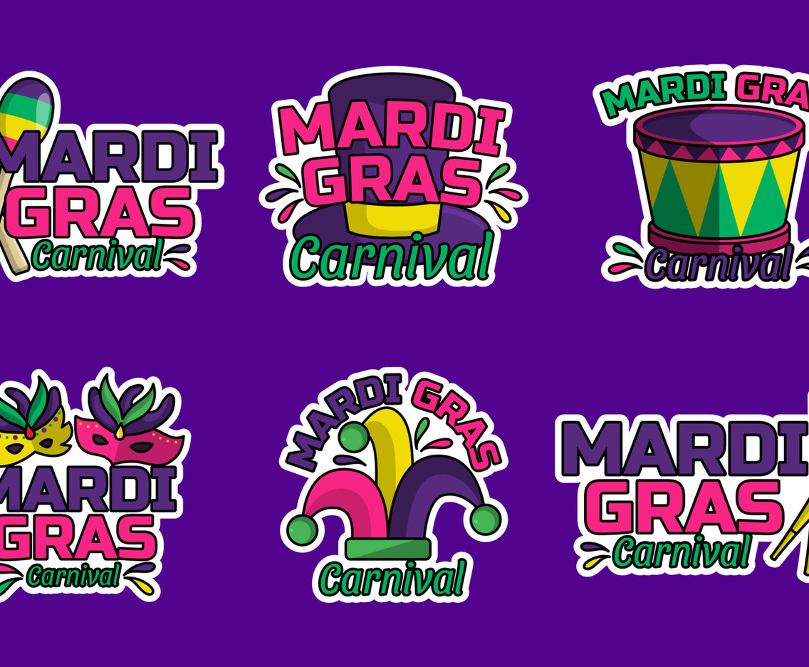 Mardi Gras Carnival Sticker Set