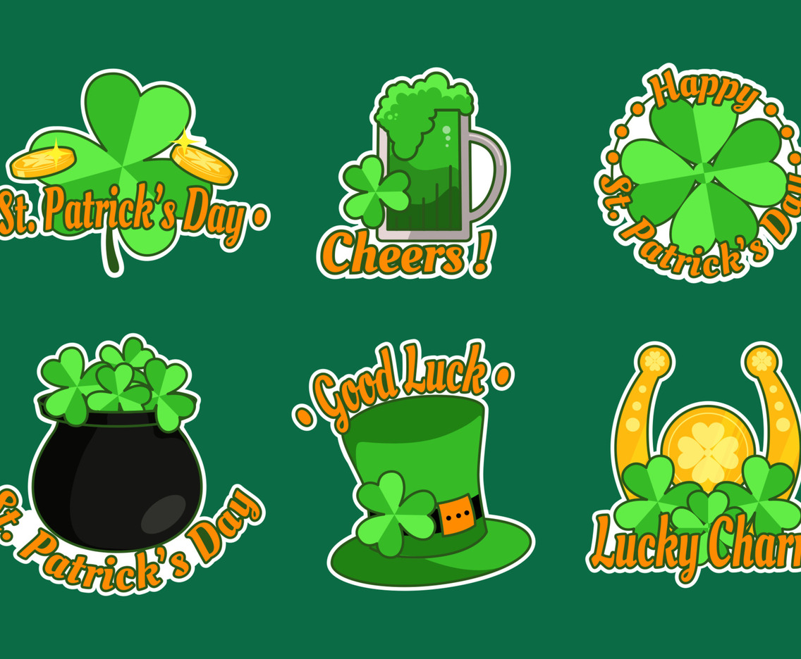 Saint Patrick Clover Sticker Set