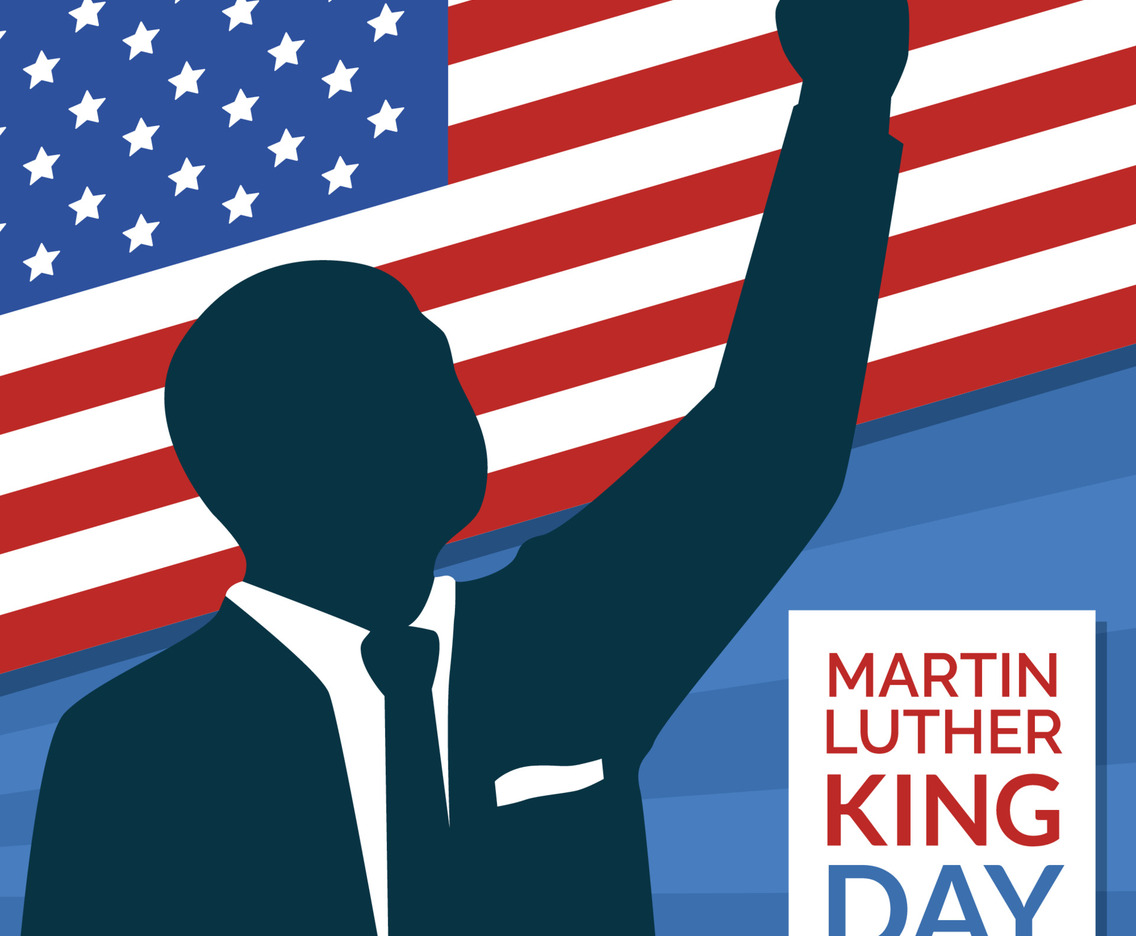 Silhouette of Martin Luther King with Hand in The Air