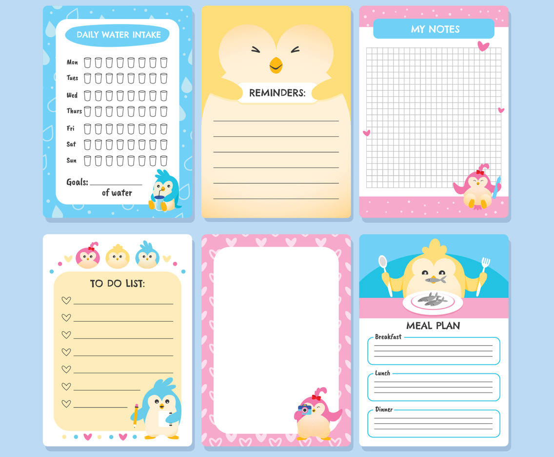 Cute Penguin Journal Template