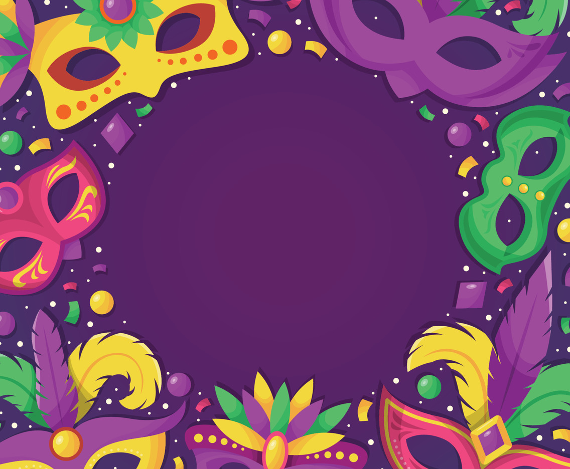Mardi Gras Carnival Festival Colorful Doodle Mask Background