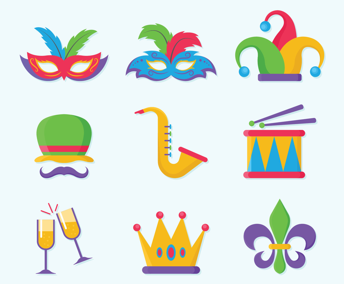 Set of Mardi Gras Carnival Icons