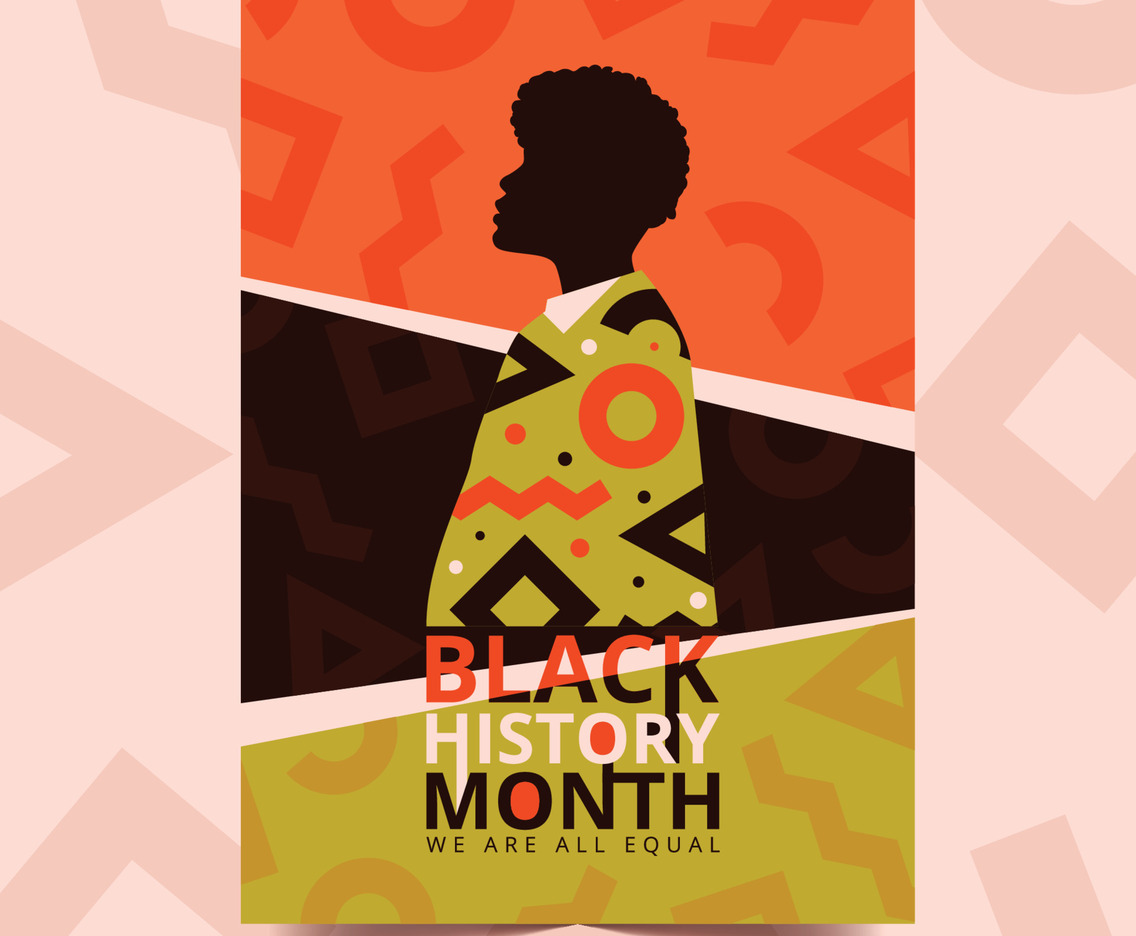 Silhouette Black Man with Traditional Ornament