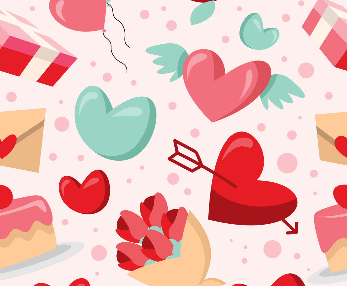 Cute Valentine Day Seamless Pattern