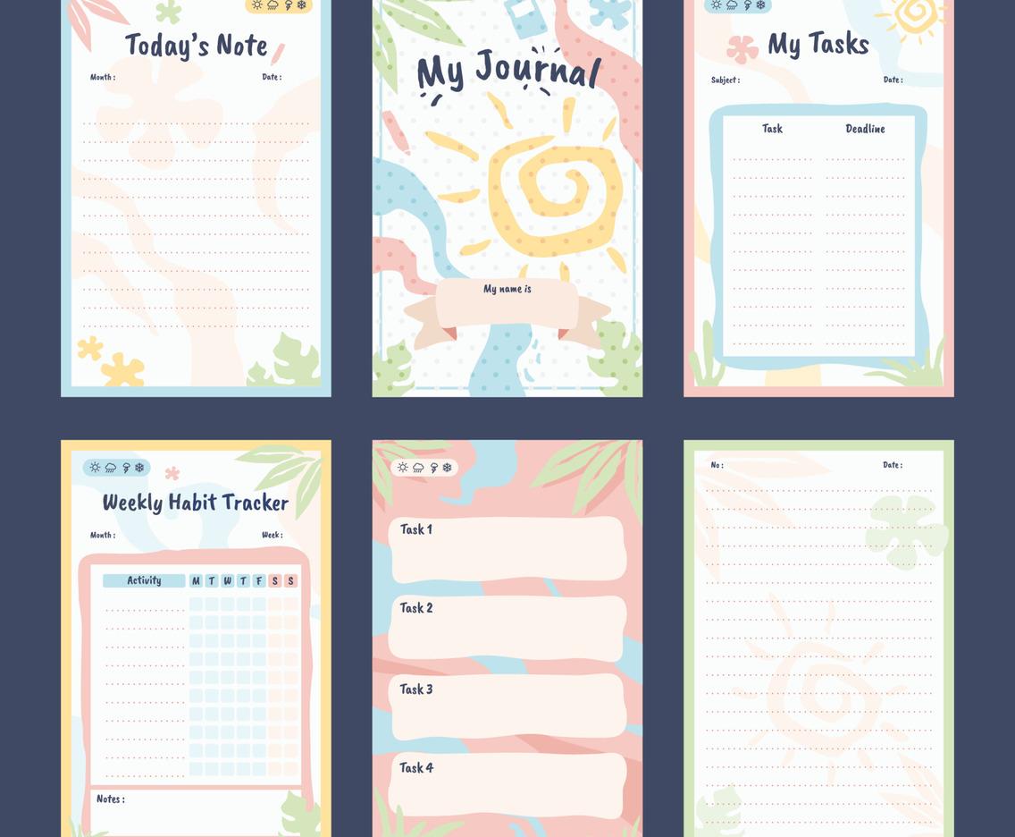 Cute Tropical Pastel Journal Template