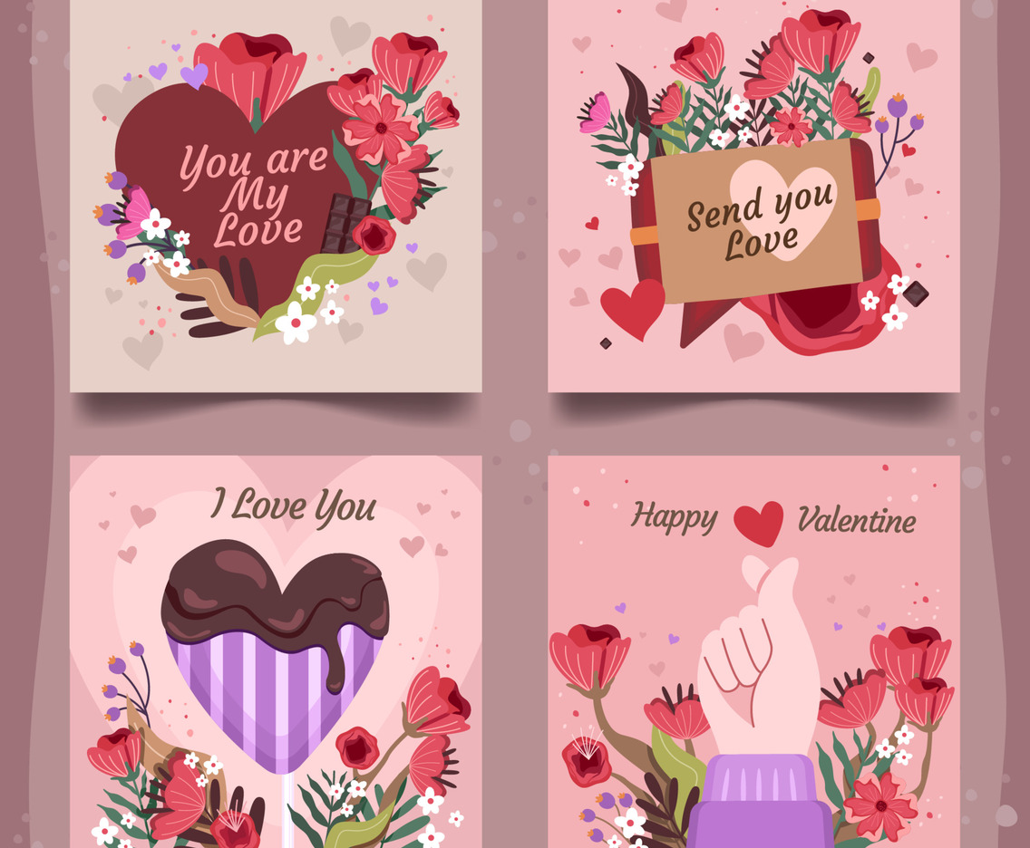 Set of Valentine Card Concept