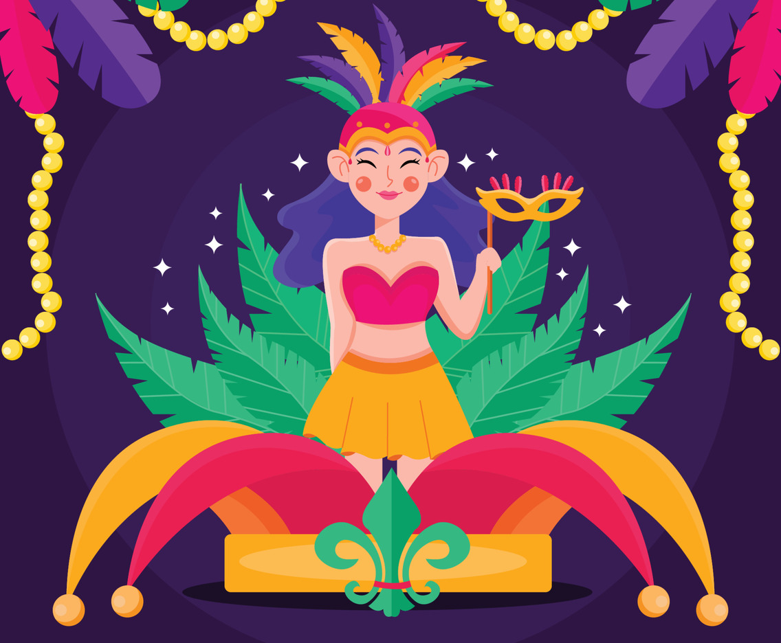 Woman Dancing During Mardi Gras Celebration