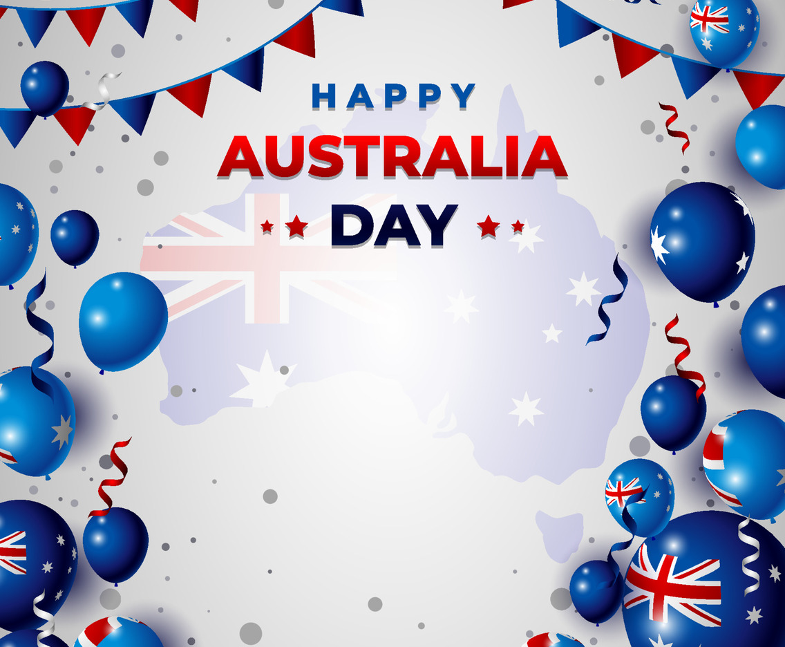 Happy Australia Day Background with Balloons