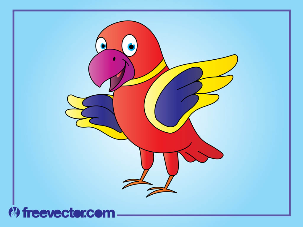 Happy Cartoon Parrot