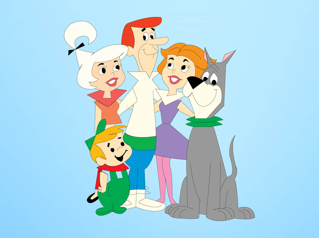 Happy members of the Jetsons family from the animated series. 