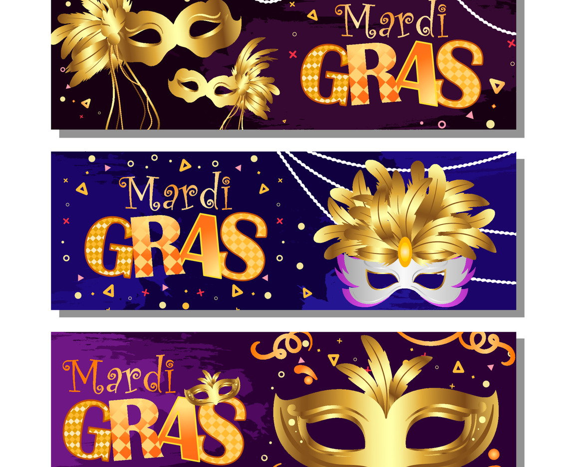 Mardi Gras with Mask Banner