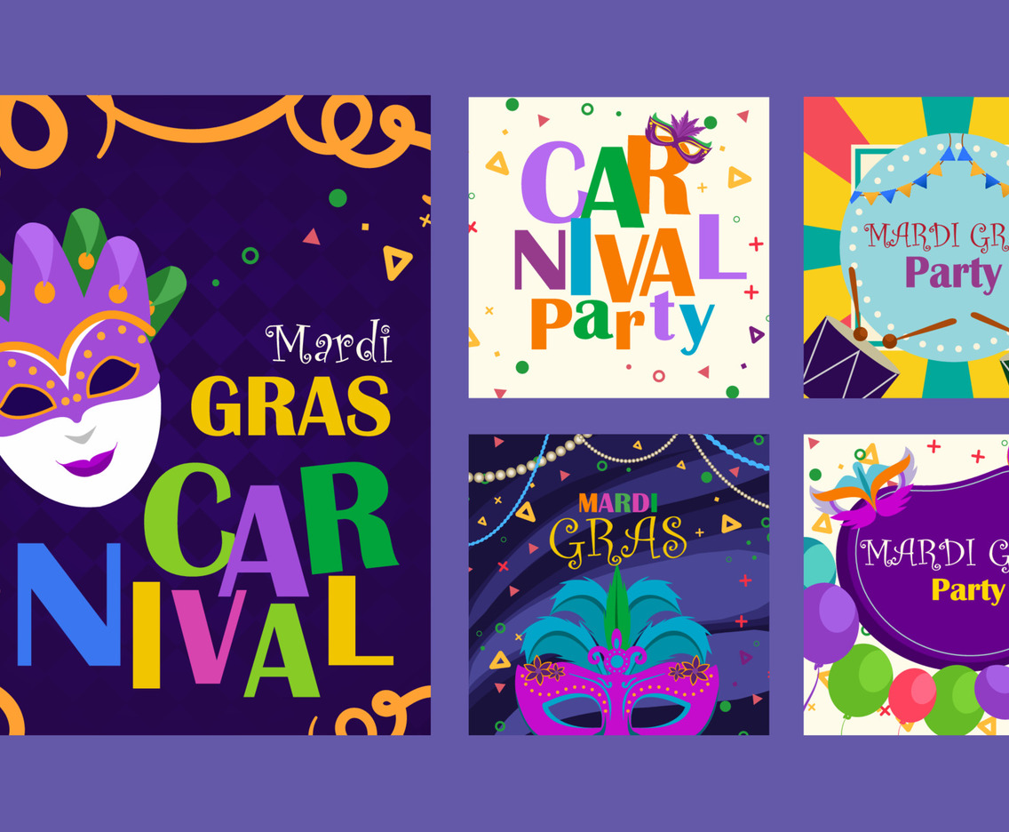 Mardi Gras Carnival Party Card Collection