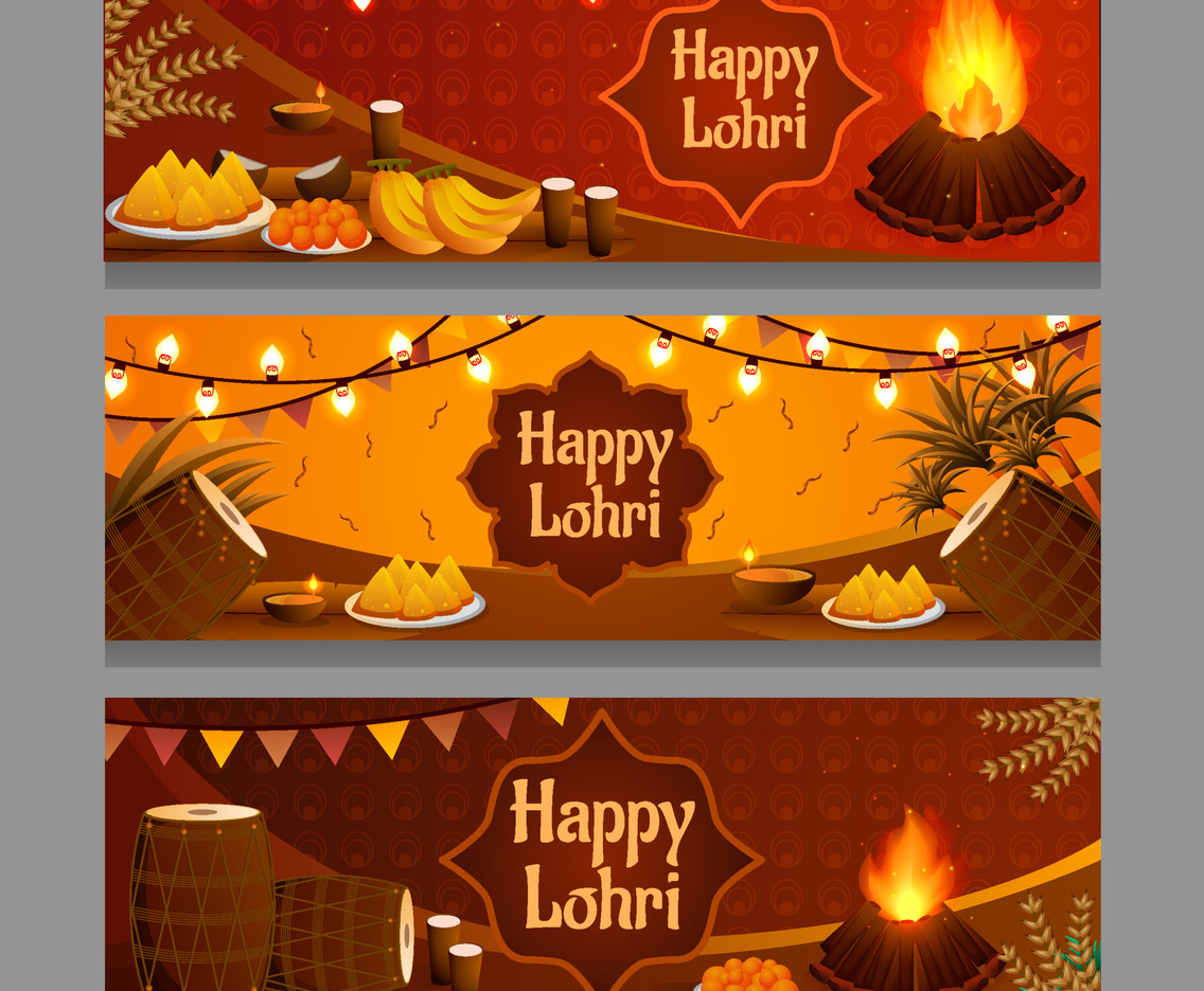 Lohri Festival Banner Set