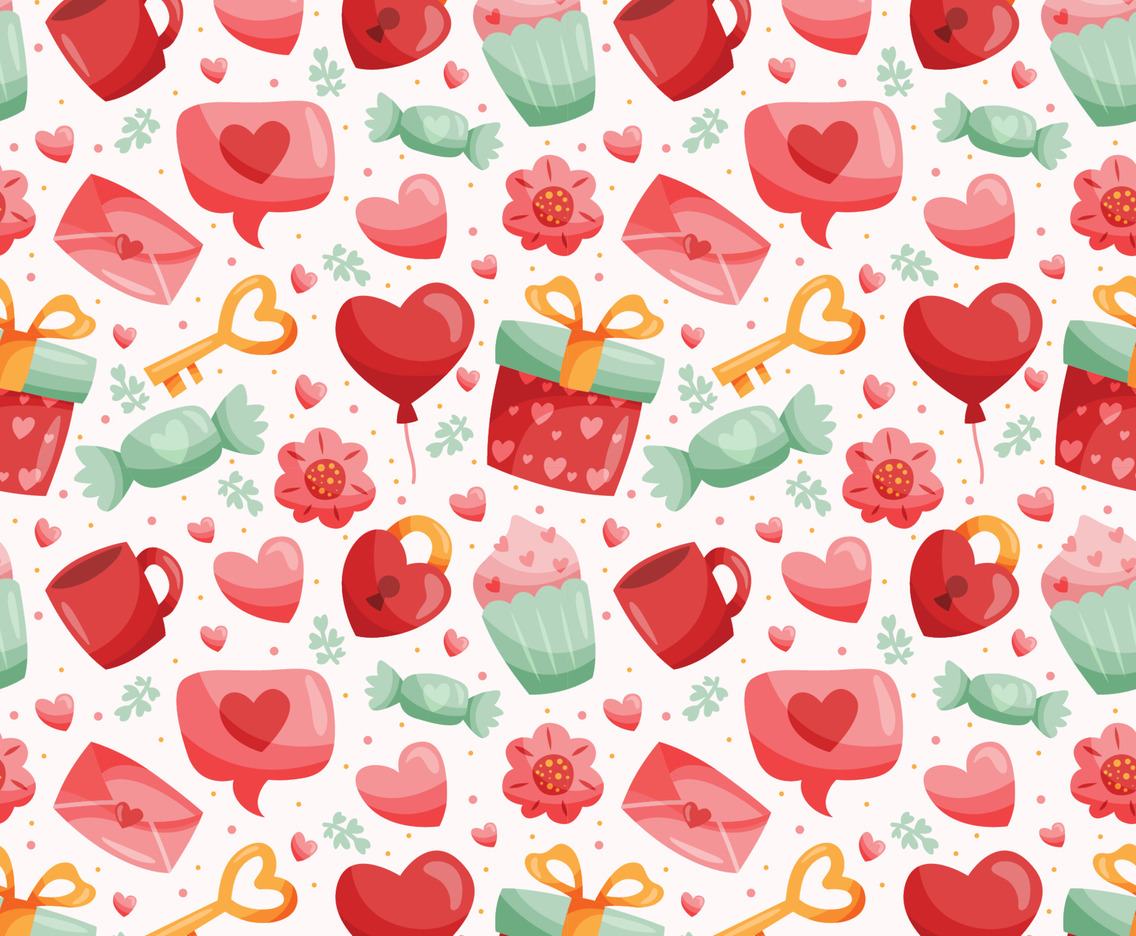 Cute Valentine Day Seamless Pattern