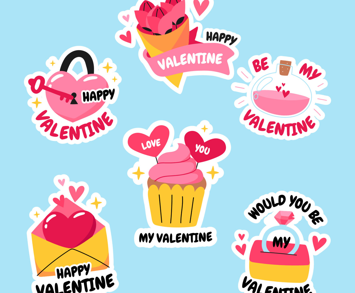 Hand Drawn Valentines Day Sticker Pack