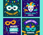 Hand Drawn Mardi Gras Card Set