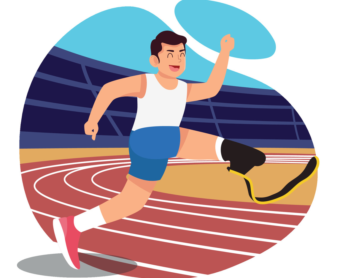 Disabled Man Running in Paralympic