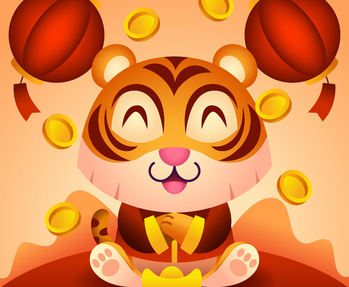 Cute Tiger Character in Chinese New Year Concept