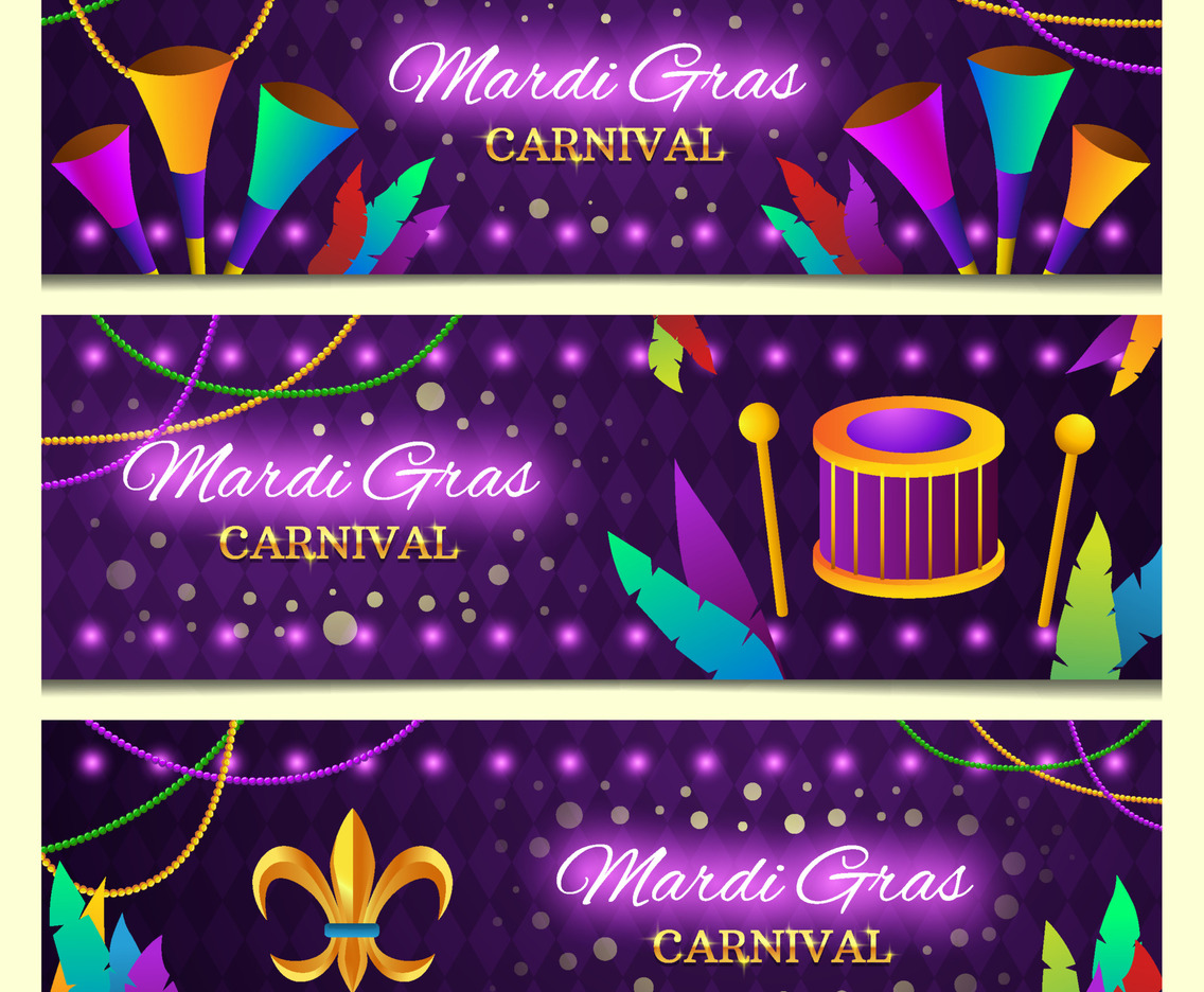 Mardi Gras Carnival Banner Set